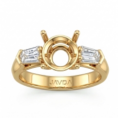 Baguette Round Diamond 3 Stone Engagement Ring Setting 18k Gold Yellow  (0.5Ct. tw.)