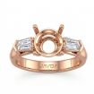 Baguette Round Diamond 3 Stone Engagement Ring Setting 14k Rose Gold 0.5Ct - javda.com 