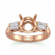 Baguette Round Diamond 3 Stone Engagement Ring Setting 18k Rose Gold  (0.5Ct. tw.)