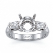 Baguette Round Diamond 3 Stone Engagement Ring Setting 14k White Gold 0.5Ct - javda.com 