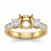 3Stone Diamond Engagement Ring 18k Yellow Gold Princess Round Setting 1.1Ct - javda.com 