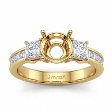 3Stone Diamond Engagement Ring 18k Gold Yellow Princess Round Setting  (1.1Ct. tw.)