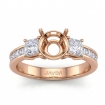 3Stone Diamond Engagement Ring 14k Rose Gold Princess Round Setting 1.1Ct - javda.com 