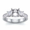 3Stone Diamond Engagement Ring 14k White Gold Princess Round Setting 1.1Ct - javda.com 