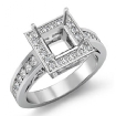 1Ct Diamond Engagement Ring 18k White Gold Princess Cut Semi Mount Halo Setting - javda.com 