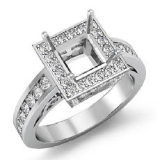 1CT Diamond Engagement Ring 14K White Gold Princess Cut Semi Mount Halo Setting