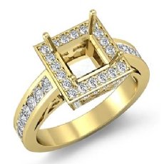 Diamond Engagement Ring 18k Gold Yellow Princess Cut Semi Mount Halo Setting (1Ct. tw.)