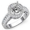 Halo Pave Setting Diamond Engagement Round Semi Mount Ring Platinum 950 0.8Ct - javda.com 