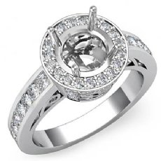 Halo Pave Setting Diamond Engagement Round Semi Mount Ring 14K White Gold 0.80Ct