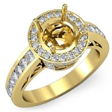 Halo Pave Setting Diamond Engagement Round Semi Mount Ring 18k Gold Yellow  (0.8Ct. tw.)