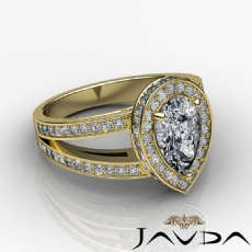 Split Shank Halo Pave Setting diamond Ring 14k Gold Yellow