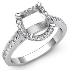 0.4Ct Diamond Engagement Ring Cushion Semi Mount 14K White Gold Halo Setting