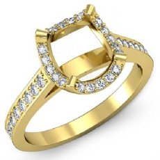Diamond Engagement Ring Cushion Semi Mount 14k Gold Yellow Halo Setting (0.4Ct. tw.)