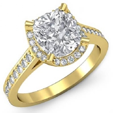 Accent Diamond Halo Pave diamond Ring 14k Gold Yellow