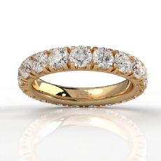 Round Lab Grown Diamond Women's French U Cut Pave Wedding Band 14k Gold Yellow  (2.9Ct. tw.)