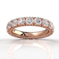 Round Lab Grown Diamond Women's French U Cut Pave Wedding Band 14k Rose Gold  (2.9Ct. tw.)