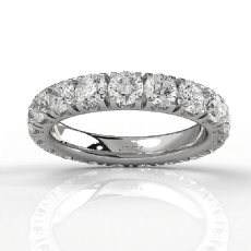 Round Lab Grown Diamond Women's French U Cut Pave Wedding Band Platinum 950  (2.9Ct. tw.)