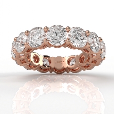 Women's Prong Set Round Lab Grown Diamond Wedding Band in 14k Rose Gold  (7.1Ct. tw.)