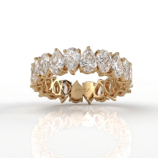 Pear Lab Grown Diamond Women's Shared Prong Wedding Band 14k Gold Yellow  (3.8Ct. tw.)