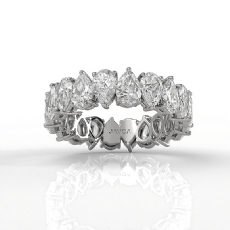 Pear Lab Grown Diamond Women's Shared Prong Wedding Band 14k White Gold 3.8 Ctw.