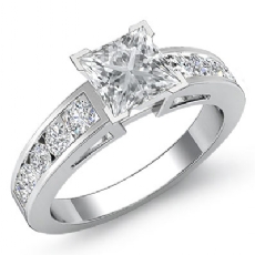 Channel Set Shank diamond Ring 14k Gold White