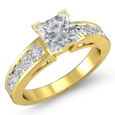Channel Set Shank diamond Ring 18k Gold Yellow