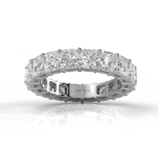 Shared Prong Cushion Lab Grown Diamond Eternity Wedding Band 14k W Gold 6.5Ctw.