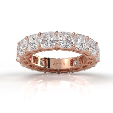 Shared Prong Eternity Cushion Lab Grown Diamond Wedding Band 14k Rose Gold  (8.25Ct. tw.)