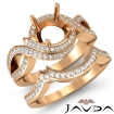 1.5Ct Diamond Bridal Set Curve Shank Ring Round Semi Mount 18k Rose Gold - javda.com 