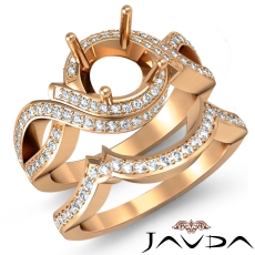 Diamond Bridal Set Curve Shank Ring Round Semi Mount 14k Rose Gold (1.5Ct. tw.)