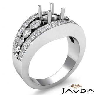 Diamond Engagement Round Cut Ring 18k Gold White Halo Setting Semi Mount 0.75Ct