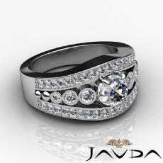 Bezel Setting Sidestone diamond Ring 14k Gold White
