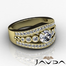 Bezel Setting Sidestone diamond Ring 14k Gold Yellow