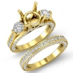 3Ct Diamond Engagement Pave Ring Round 3 Stone Bridal Setting 18k Yellow Gold - javda.com 