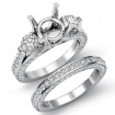 3Ct Diamond Engagement Pave Ring Round 3 Stone Bridal Setting 14k White Gold - javda.com 