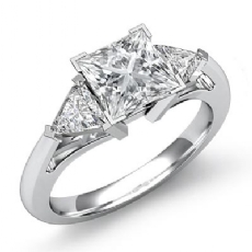 Trillion Classic Three Stone diamond Ring 14k Gold White