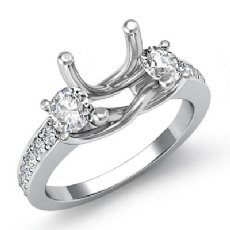 Round Diamond 3 Stone Engagement Ring Setting 14k White Gold Semi Mount 0.80Ct