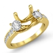 Round Diamond 3 Stone Engagement Ring Setting 14k Yellow Gold Semi Mount 0.8Ct - javda.com 