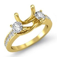 Round Diamond 3 Stone Engagement Ring Setting 18k Gold Yellow Semi Mount  (0.8Ct. tw.)