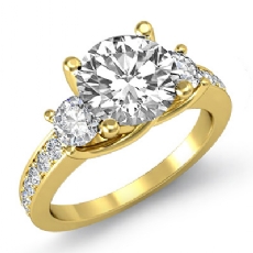 Trellis 3 Stone Sidestone diamond Ring 14k Gold Yellow