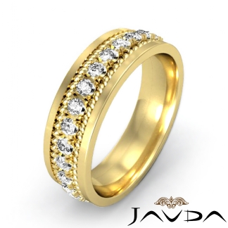 Round Diamond Men's Eternity Wedding Band 18k Gold Yellow Solid 8.5mm Ring 1Ct