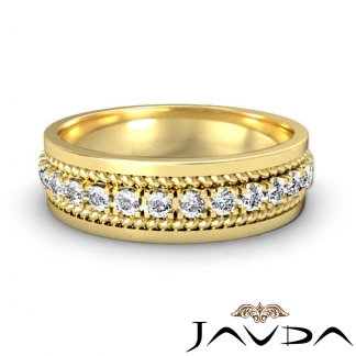 Round Diamond Men's Eternity Wedding Band 18k Gold Yellow Solid 8.5mm Ring 1Ct