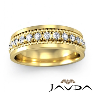 Round Diamond Men's Eternity Wedding Band 18k Gold Yellow Solid 8.5mm Ring 1Ct