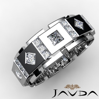 Princess Diamond Man Men Solid Box Eternity Wedding Band 14k Gold White 3Ct