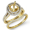 2.2Ct Diamond Halo Pave Setting Engagement Ring Round Bridal Set 14k Yellow Gold - javda.com 