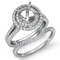 2.2Ct Diamond Halo Pave Setting Engagement Ring Round Bridal Set 14K White Gold
