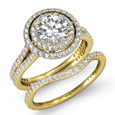 Gala Halo Bridal Set diamond  18k Gold Yellow