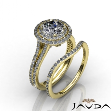 Gala Halo Bridal Set diamond Ring 18k Gold Yellow