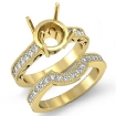 Diamond Engagement Millgrain Setting Ring Round Bridal Set 14k Yellow Gold 0.6Ct - javda.com 