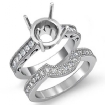 Diamond Engagement Millgrain Setting Ring Round Bridal Set 18k White Gold 0.6Ct - javda.com 